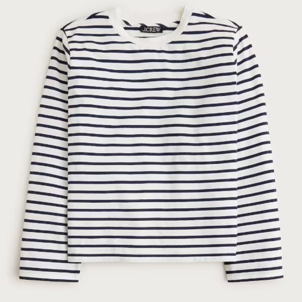 NWT - J Crew Back & White Striped Cotton Top Size S